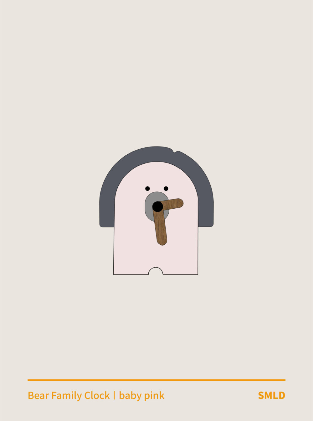 BEAR FAMILY CLOCK_babypink bear