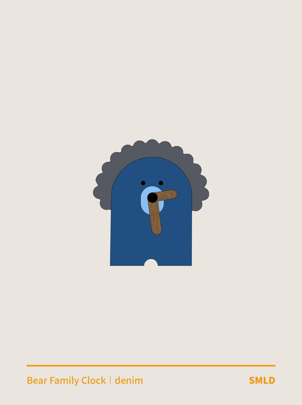 BEAR FAMILY CLOCK_denim