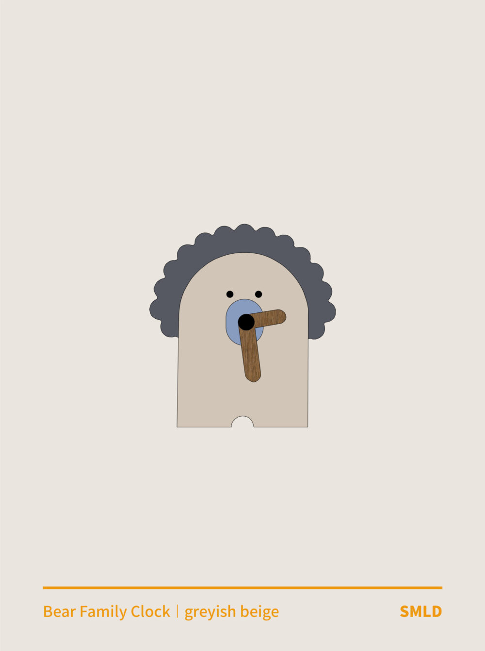 BEAR FAMILY CLOCK_greyish beige bear