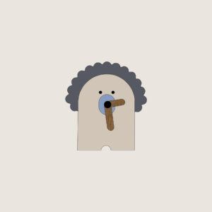 BEAR FAMILY CLOCK_greyish beige bear