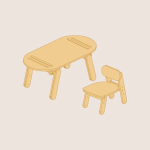[SET] ROLL ROLL DESK STOOL SET